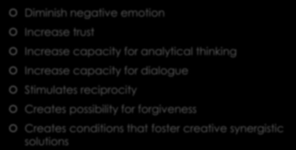 The Benefits of Apology Diminish negative emotion Increase trust Increase capacity for analytical thinking Increase capacity for