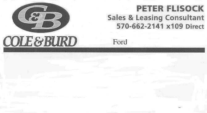 Please Call or Visit Peter Flisock 570-662-2141 Ext. 109 ~ w ww.coleandburdford.com We hope you'll consider including a gift to St.
