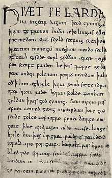 Extract from the Beowulf Manuscript Deposited in the Library of the British Museum The title page of Beowulf manuscript