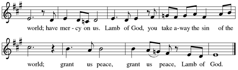 and the power, and the glory, forever and ever. Amen. Music during Communion Lamb of God Hymnal pg.