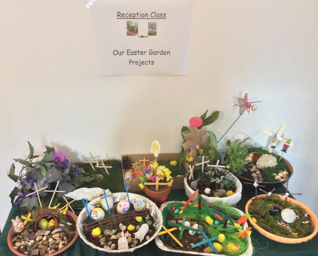 RECEPTION EASTER GARDENS Displayed at the entrance last week were the beautiful Easter Gardens prepared