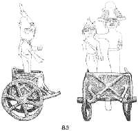 115; Boardman 1970, pl. 904) "Chariots. In the Near East the chariot was a light, open vehicle with two spoked wheels, drawn by horses yoked on either side of a draught pole.