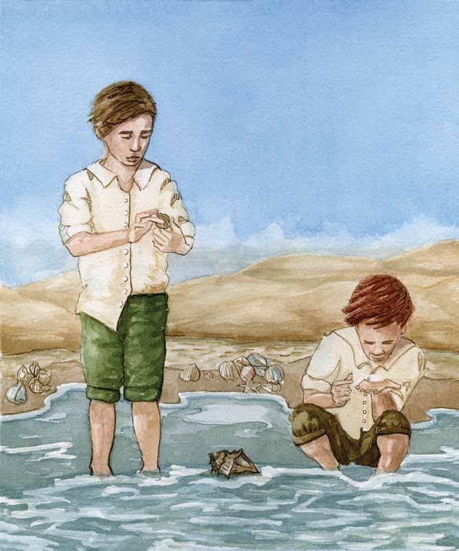 Robert and George played on the beach on