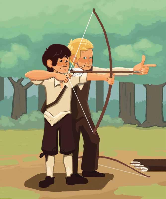 William taught Tom how to use a bow