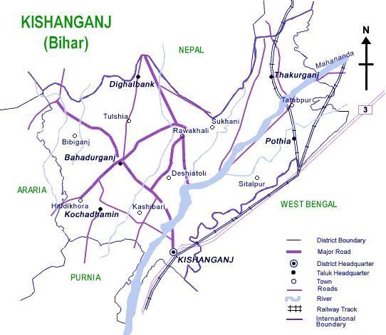 Kishanganj District At A Glance In the north, international