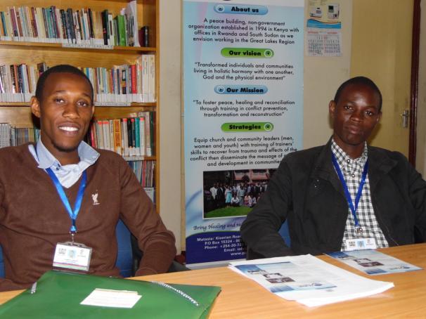 Left to right: Onesmus and Ndiragu volunteering with G-United program On November 13 th to 19 th : The PHARP Communications officer had an opportunity to attend one week training in Project