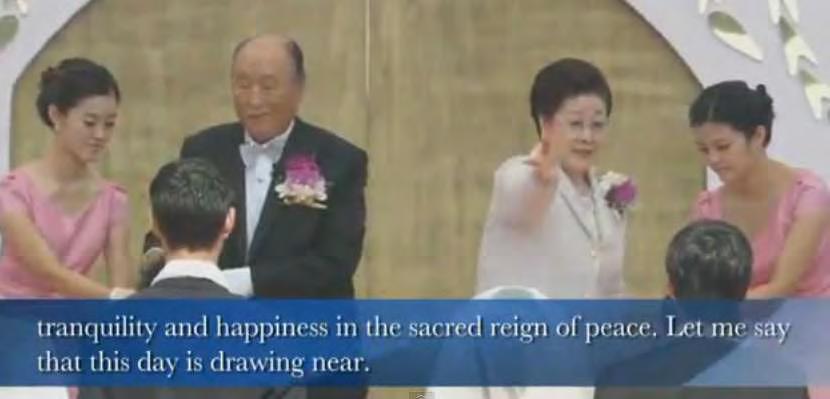 All people will become one family through cross-cultural marriage and the World Peace Marriage Blessing, and we will enjoy tranquility and happiness in the Sacred Reign of Peace.