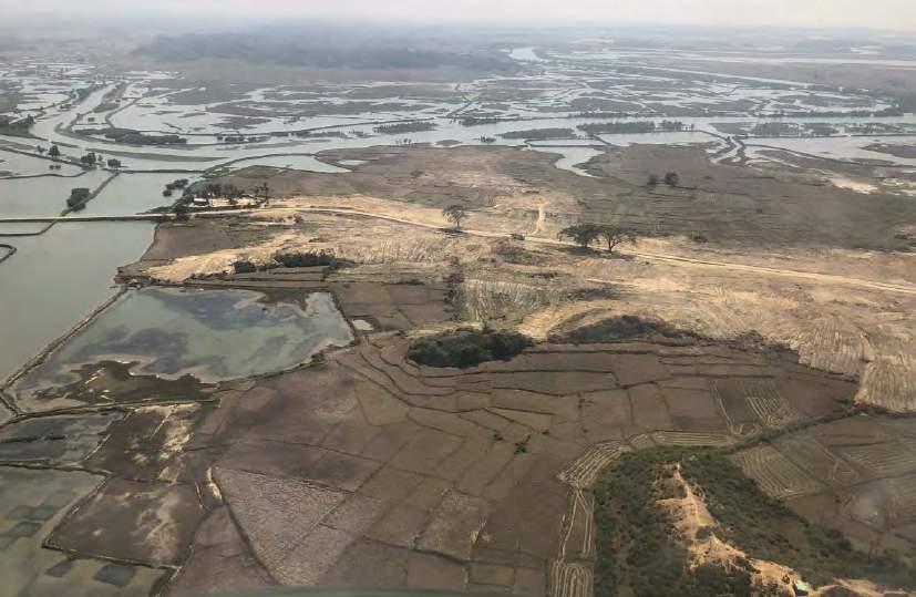 An aerial photograph taken in February 2018 between Kyee Kan Pyin village tract and Zin Paing Nyar village tract, northern Maungdaw Township, shows another cleared village.