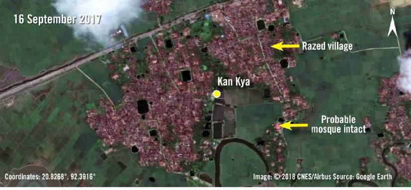 security force bases and infrastructure in places where there were previously Rohingya homes and farmland, and new villages for communities other than the Rohingya, in an effort to alter the region s
