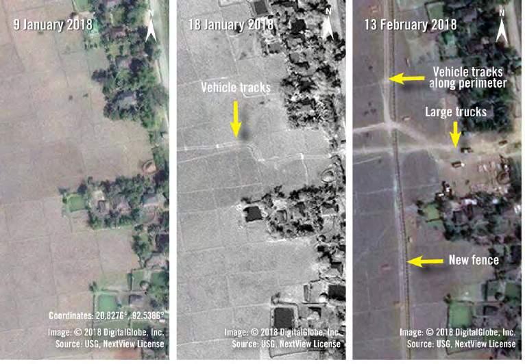 post and NaTaLa village. Soon after, construction began on a large fence between the village and the new planned site, on area that had been Rohingya farmland.