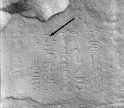 Figure 5: A Hieroglyphic p from Sinai 516 (Courtesy of the Semitic Museum, Harvard University) Even if we accept Petrovich s reading of eighth pictograph, it is unlikely that ỉbr represents the word