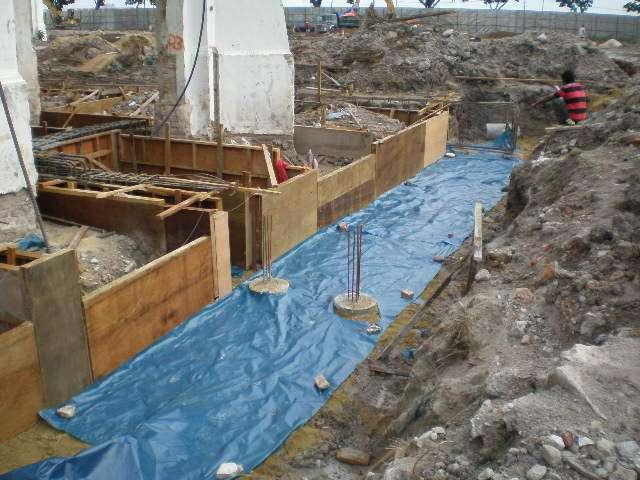 Ground beam and slab re-construction at perimeter columns area.
