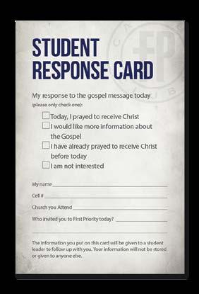 MIRACLE Engage Week Leader Guide (continued) INVITATION & STUDENT RESPONSE CARDS: 5 minutes Opportunity to connect to Jesus If everyone would just take a minute and think about what I shared today.