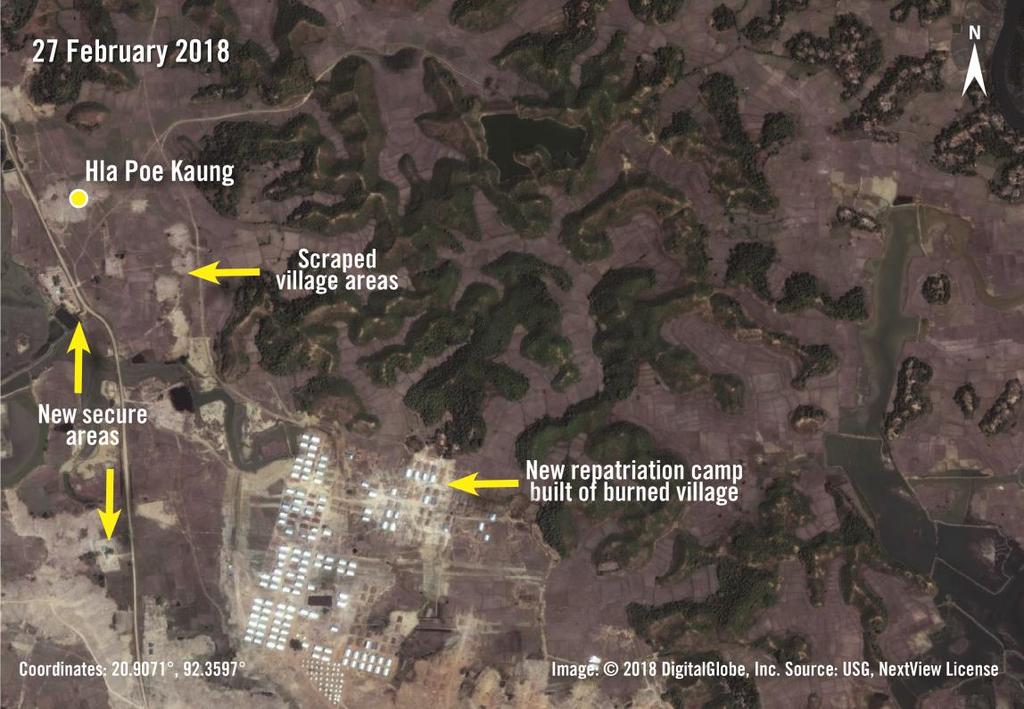 Imagery shows the burned village areas of Hla Poe Kaung on 2 December 2017.