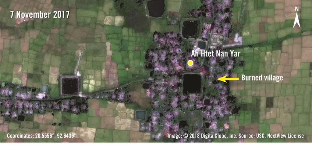 Imagery from 10 November 2017, shows the village