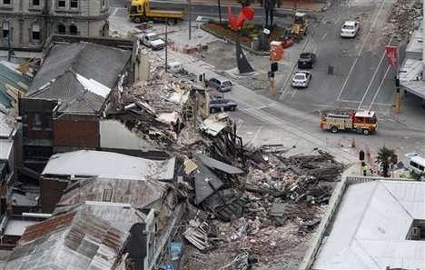 In New Zealand a large part of a city [Christchurch] was badly damaged by an