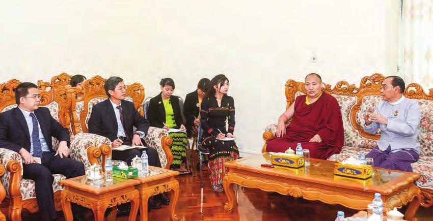 2 20 December 2017 Union Minister for Ethnic Affairs Nai Thet Lwin holds talks with head of the China Tibet Research Centre and director of the Institute of Tibet cultural delegation yesterday.