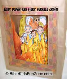 Daniel 3 - Fiery Furnace Children s Crafts, p2 Paper Bag 3D Fiery Furnace Friends picture (Week 1) Angel stand-up Fire picture (optional) Orange and yellow tissue paper or construction paper Grocery