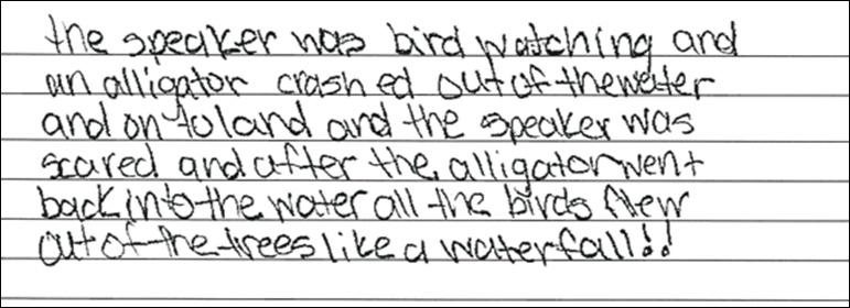 Partial Student Response Exemplar 1 Describe what happens to the speaker of the poem and explain what this experience makes the speaker realize.