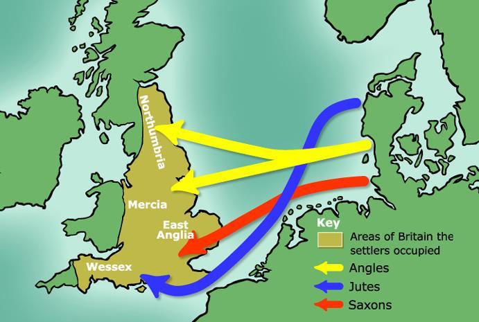 I. THE ANGLO-SAXON PERIOD (449-1066) THE ANGLO SAXON INVASION 428 CE BRITON RULER (VORTIGERN) HIRES GERMANIC (SAXON) TROOPS TO REPEL INVASIONS FROM PICTS ( PAINTED ONES - SCOTLAND); VORTIGEN FAILS