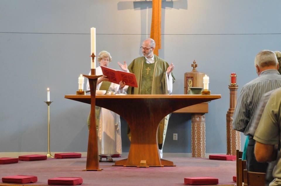 At St. Benedict The painting and electrical work were completed the week of June 20. David Orth delivered the cross, altar, and candle stand and set them in place.