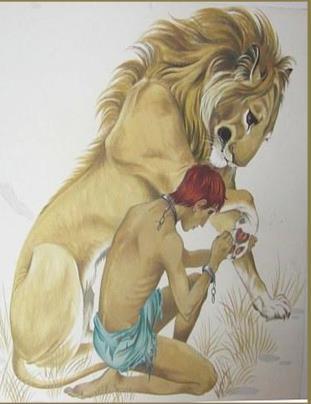 He removed the thorn from lion's paw. The lion felt relieved and stop crying.