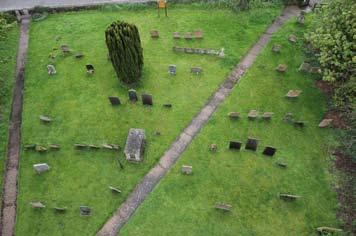 Most are simply square or rectangular, but early churchyards may be circular or boat-shaped, which may imply pre-christian origins for the site.