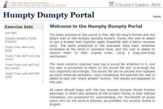 You can find it at https://laits.utexas.edu/humptydumptyportal/home 2.