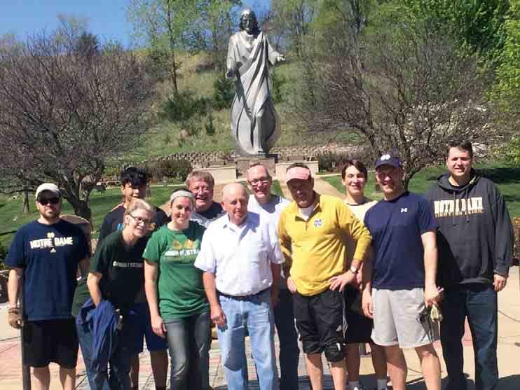 This year a great group showed up to offer their assistance in a cleanup of the newly renovated Stations of the Cross area of the Outdoor Cathedral here at Trinity Heights.
