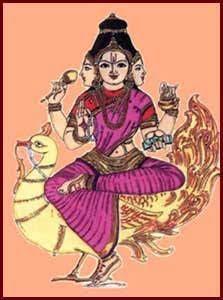 SAPTHA MATHAs - 1/7 - Brahmi Brahmi or Brahmani, is the creative force of Lord Brahma. She has four faces and symbolizes creativeness in all forms of knowledge.