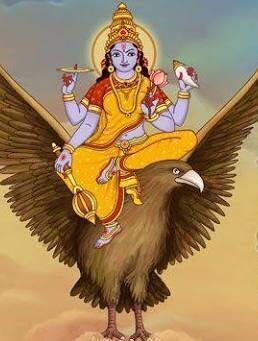 SAPTHA MATHAs - 4/7 - Vaishnavi Vaishnavi is the activating force of Lord Vishnu, the preserver or sustainer of life. Her vaahana (vehicle) is Garuda Divine Eagle. Bija Mantra is "Room".