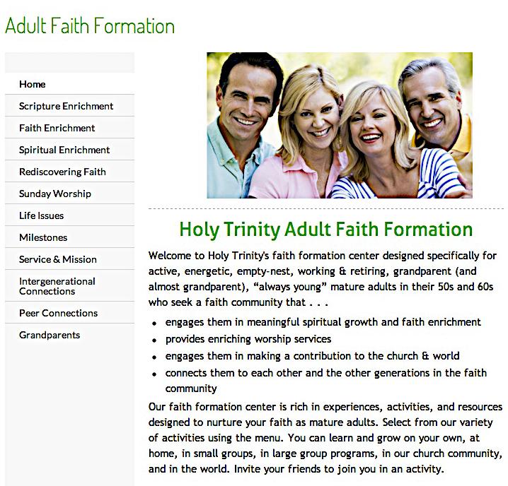 able to find information in coherent, reasonably contextual groupings, such as a faith formation network.