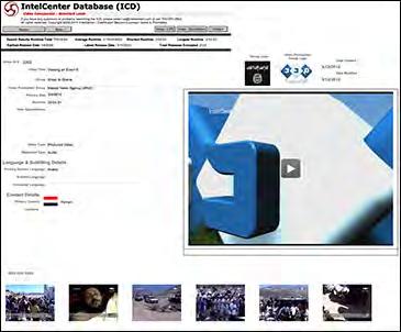 INDIVIDUAL/ENTERPRISE INTELCENTER DATABASE (ICD) VIDEO COMPONENT The new Video Component (ICD-V) allows unprecedented access to terrorist and rebel videos going back more than 20 years and covering