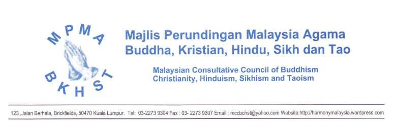 MCCBCHST - AN OPEN LETTER TO MEMBERS OF PARLIAMENT TO VOTE AGAINST HADI S HUDUD BILL The Malaysian Counsultative Council of Buddhism, Christianity, Hindusim, Sikhism and Taosim (MCCBCHST) is gravely
