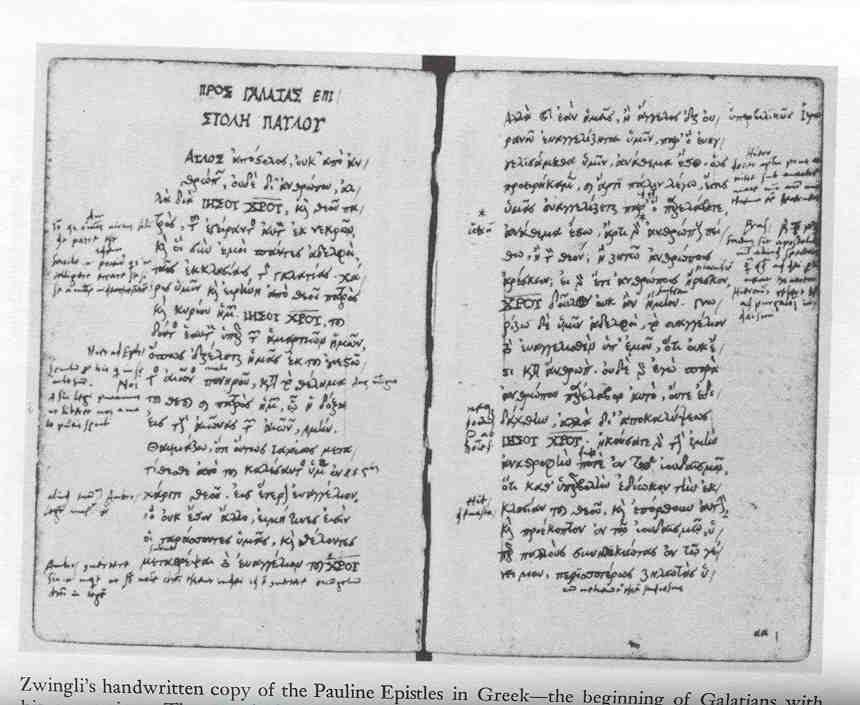 Zwingli s Latin Margin Notes on NT