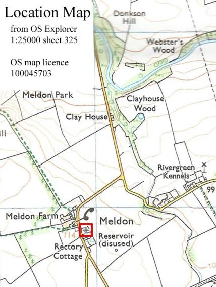 1 St John the Baptist, Meldon The hamlet of Meldon lies on the south side of the Wansbeck valley c 8 km west of Morpeth, on a minor road running north from Whalton towards Hartburn; the church (NGR