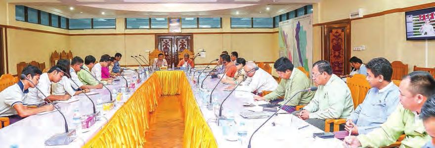 Photo: MNA After a meeting with MPs of Magway Region parliament, Speaker of Amyotha Hluttaw Mahn Win Khaing Than yesterday drove stakes at the place where the main building of the region Hluttaw will