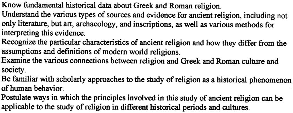 ... 1 Proposal for CLA382: Greek & Roman Religion James A. Francis, Ph.D.