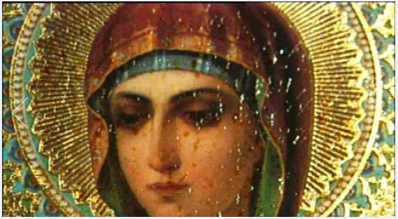 It is undeniable that the image of Mary here is sentimental, painted in soft tones with her eyes dewed with tears.