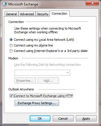 בוחרים בלשונית Connection 8. מסמנים V ב- HTTP Connect to microsoft exchange using.4.15 לוחצים על Settings Exchange Proxy א. ב. 11.