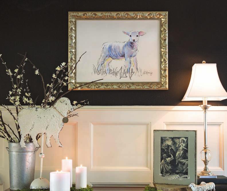 Frame not included. $200 PRO18504 B. Easter Lamb Cottage chic Easter lamb. Antiqued metal for tabletop, mantle, buffet, protected porch or as nursery décor.