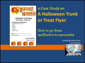 I try to follow my own advice as much as time and resources permit and that is why I ve created a video version of the CASE Study you just read through on the Halloween Outreach CD.