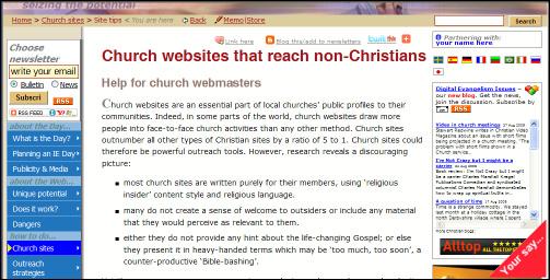 Prior to your specific content for Halloween and fall outreach, take some time to go through his checklist for your church website to see how evangelistically effective you are now.
