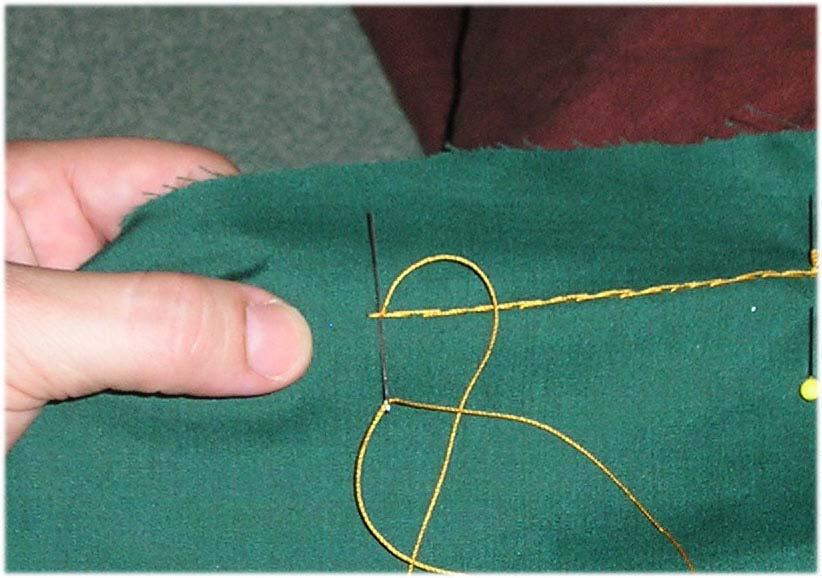 Making a knot at the end of a seam. 1.