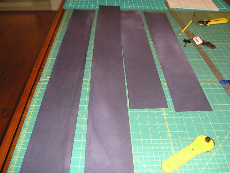 Sewing Instructions: 1. Cut two pieces 28.5 x 5 and two pieces 45 x 5. 2. With each piece, mark 0.