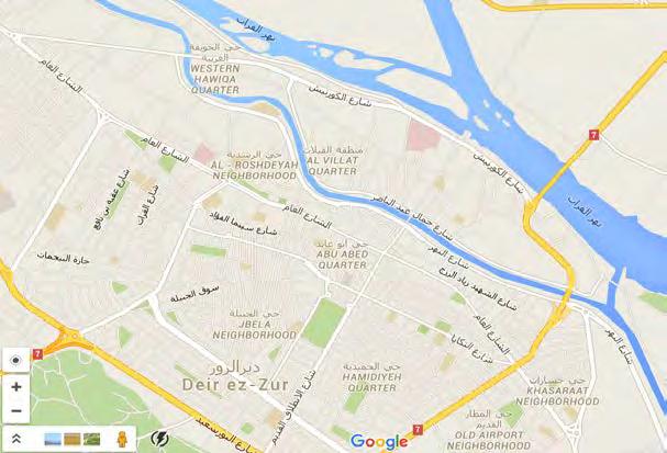 5 The Al-Huweiqa and Al-Rashidiyah neighborhoods in northern Deir al-zor (Google Maps).