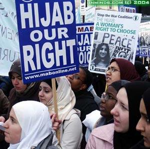 . Source E Photo. Muslims from all backgrounds and races united under Hijab. < http://www.inminds.co.uk/hijab-demo-17jan04-741.jpg>.