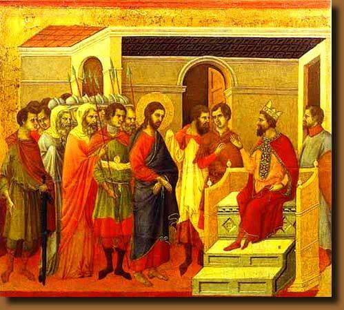 Trial V: Jesus before King Herod TRIAL V: JESUS BEFORE HEROD (Luke 23:6-12) On hearing this, Pilate asked if the man was a Galilean; and upon learning that he was under Herod s jurisdiction, he sent