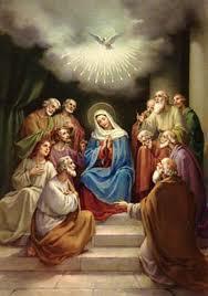 The Apostles went to the upper room of a house to pray for the coming of the Holy Spirit.