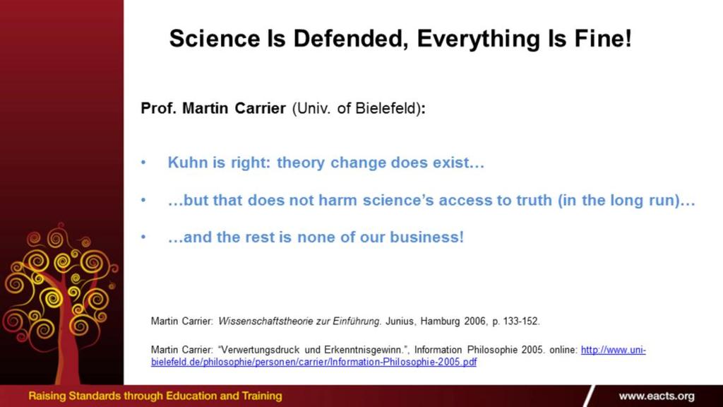 That means in plain language: "Kuhn is right: theory change does exist " but that does not